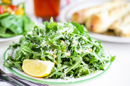 arugula salad with pine nuts parmesan and lemon